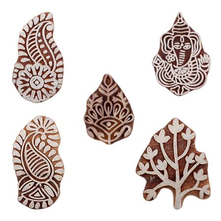 Set of 5 Piece New Mix Wooden Printing Blocks